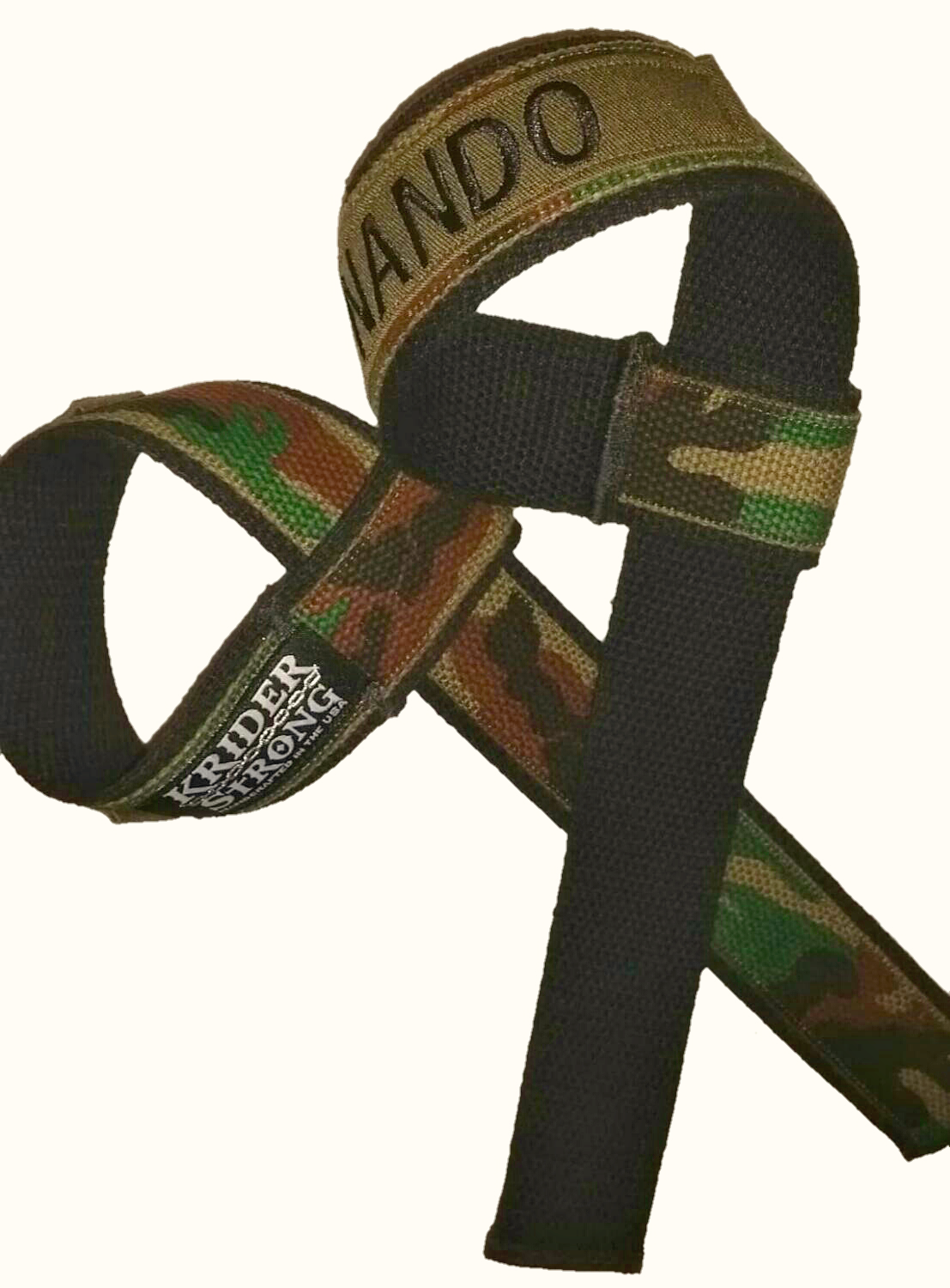 Custom Name Weight Lifting Straps Woodland Green Camo-KRIDER STRONG